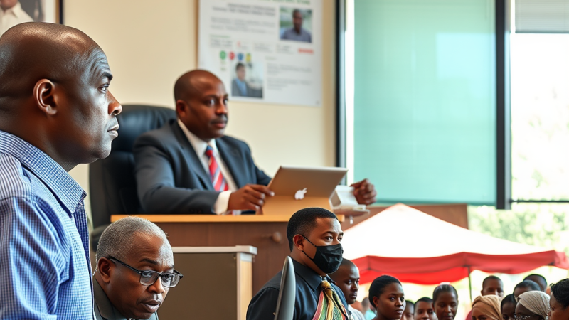 Government officials working in an office or at a community outreach event in Kenya, showing the variety of roles in public service and jobs in kenya.